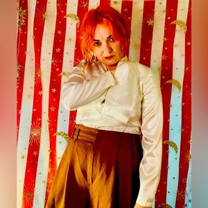 Vintage 90s white beaded satin button up blouse